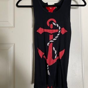 Anchor corset style lace up back tank top